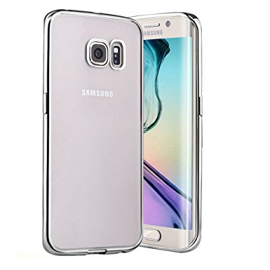 Samsung S7 Edge Case , Clear [Ultra-Thin] [Ultra-Slim] Plating Side Transparent Flexible TPU Back Protective Cases - Samsung Galaxy S7 Edge Case,Scratch Resistant Slip Resistant - Silver