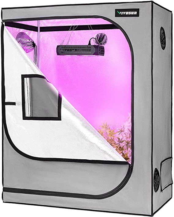 VIVOSUN 48"x24"x60" Grow Tent with Observation Window and Floor Tray, Mylar hydroponic Tents for Plants 4x2 FT