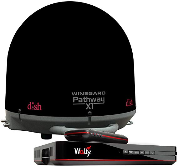 Winegard PA2035R Pathway X1 Automatic Portable Truck Satellite TV Antenna with DISH Wally Receiver Bundle (Trucking Satellite Antenna, Optional Mounts) - Black