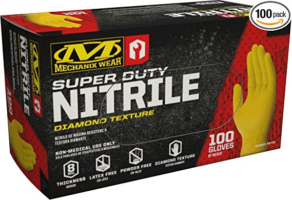 Mechanix Wear - Nitrile Disposable Gloves - Powder Free, Latex Free, Diamond Textured - 8 mil Yellow (Medium, 100 Pack)