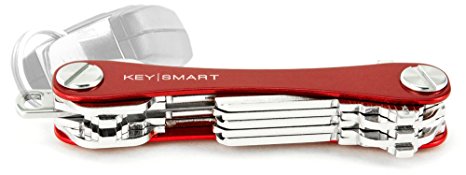 KeySmart Extended | Compact Key Holder and Keychain Organizer (2-14 Keys, Red)