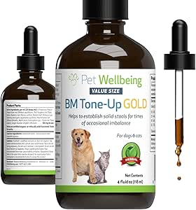 Pet Wellbeing BM Tone-Up Gold for Dogs & Cats - Vet-Formulated - Diarrhea & Loose or Runny Stools - Natural Herbal Supplement 4 oz (118 ml)