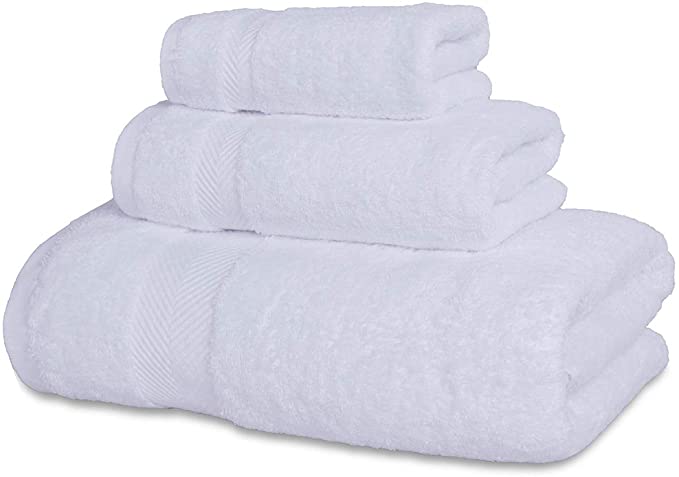 SEMAXE Towel Cotton Soft Towels Set,1 Bath Towel,1 Hand Towel,1 Washcloth,Luxurious Towel for Bathroom - Pack of 3,White