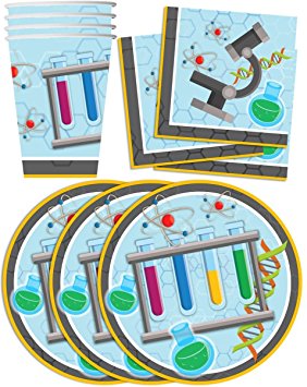 Super Science Birthday Party Supplies Set Plates Napkins Cups Tableware Kit for 16