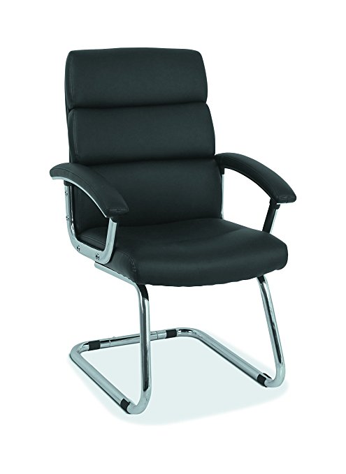 HON Traction High-Back Modern Guest Chair - Leather Reception Chair, Black (HVL102)