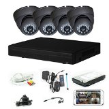 iPower Security SCCVIC0001-500G 4 Channel 500GB HDD HD-CVI HDCVI 1080P DVR Security Surveillance System with 4 Dome Fixed Lens 2MP Cameras Grey