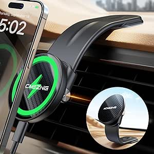 15W for MagSafe Car Mount Charger, 360% Adjustable Aluminum Alloy Arm, Relocatable Car Phone Holder, Magnetic Wireless Fast Charging, Cell Phone Holder for Car & for iPhone etc, Carbon Fiber