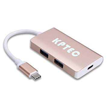 USB C Hub, KPTEC USB Type C to 2-Port USB 3.0 Hub/Type C Charging for Apple New MacBook and ChromeBook Piexl - Gold