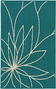 Garland Rug Grand Floral Area Rug, 30 x 46, Teal/Ivory