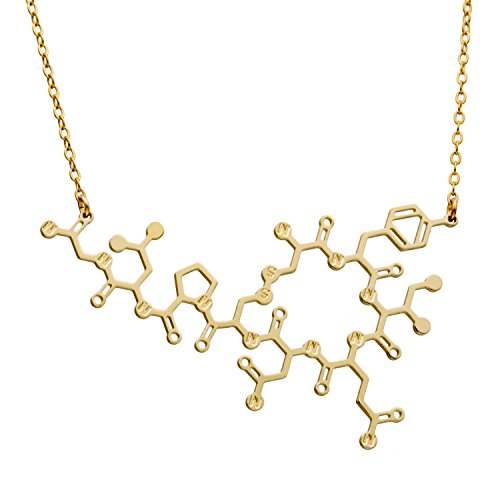 Oxytocin Molecule necklace 14k gold over sterling silver 925 chemistry jewelry science jewelry unique jewelry love hormone necklace