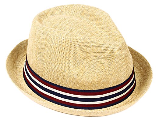 Verabella Women/Men's Summer Short Brim Straw Fedora Sun Hat