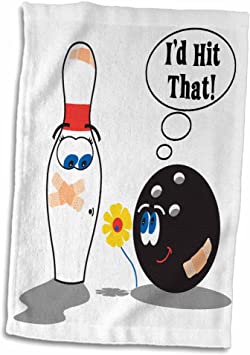 3D Rose Id Hit Ball Thinks to Pin Bowling Humor Design Hand/Sports Towel, 15 x 22