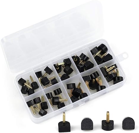 High Heel Tips Replacement kit, Black Taps Caps Replacement Repair, U-Shape Dowels 20 Pairs Nail Pin 2.4mm 3.0mm with Size 8*8mm 9*9mm 10*10mm 11*11mm 12*12mm