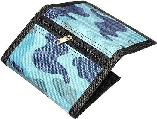 RFID Slim Camouflage Wallet for Kids/Trifold Wallets for Men/Mini Trifold Coin Purse with Zipper for Kids - Blue