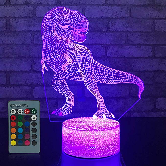 JMLLYCO Dinosaur Light Dinosaur Lamp Kids Night Light 16 Colors Change with Remote Control Optical Illusion Bedside Lamps As a Gift Ideas for Boys and Girls Birthday Gifts