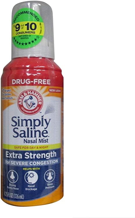 Simply Saline Nasal Mist Extra Strength Severe Congestion 4.6 oz (Pack of 3)