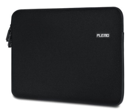 Plemo Water-Resistant Laptop Sleeve Case Bag for 15 - 15.6 Inch Laptops / MacBook / Notebook / Ultrabook with Soft Neoprene, Black