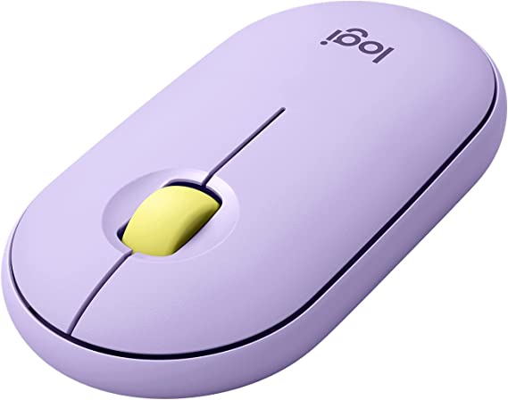 Logitech Pebble Wireless Mouse with Bluetooth or 2.4 GHz Receiver, Silent, Slim Computer Mouse with Quiet Clicks For Laptop, Notebook, iPad, PC and Mac - Lavender Lemonade