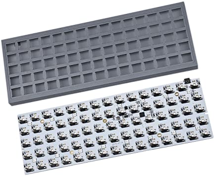 ID75 75 Keys Ortholinear Layout QMK Anodized Aluminum Case Plate hot-swappable Hot Swap Type C PCB Mechanical Keyboard Kit (Gray)