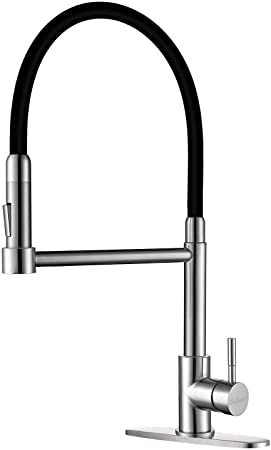 Single Handle Touch On Kitchen Sink Faucet with Pull Down Sprayer, 360 Degree Stainless Steel Pull Out Kitchen Faucets