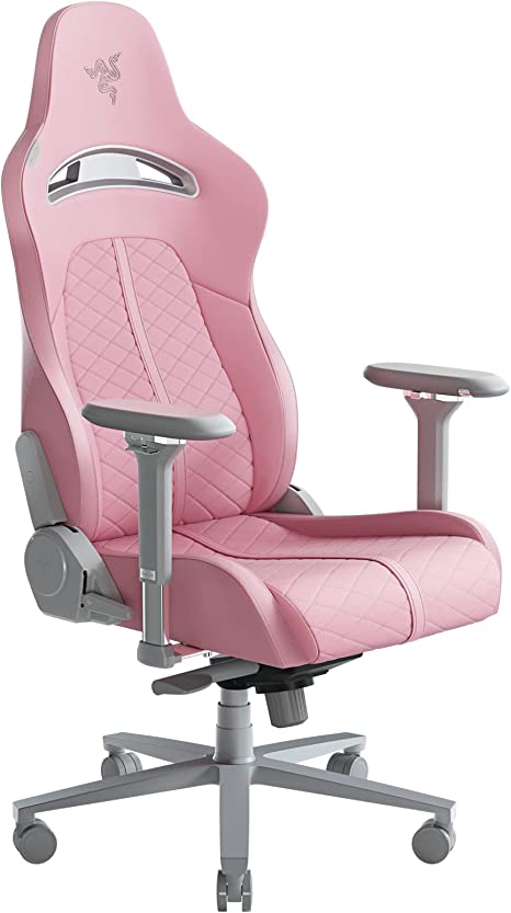 Razer Enki Gaming Chair: All-Day Gaming Comfort - Built-in Lumbar Arch - Optimized Cushion Density - Dual-Textured, Eco-Friendly Synthetic Leather - Reactive Seat Tilt & 152-Degree Recline - Pink