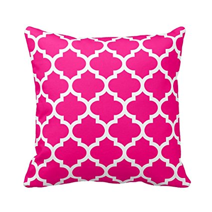 Moroccan Quatrefoil Hot Pink Pillow
