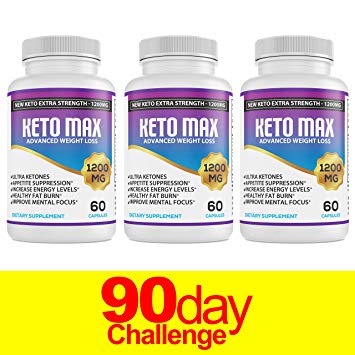 Keto Diet Pills - (1200mg 90 Day Supply) Weight Loss Fat Burner for Women & Men, Perfect Exogenous Ketones Supplement Burners
