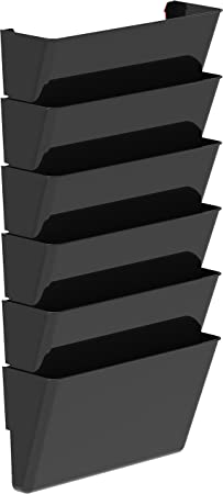 Storex Eco-Friendly Wall Files, 16 x 24.75 x 4 Inches, Legal Size, Black, Set of 6 (70217A04C)