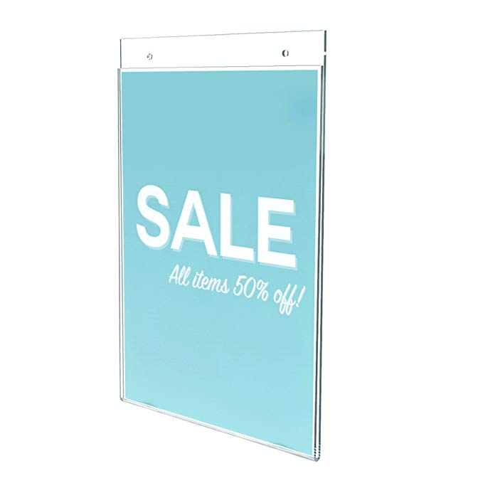Deflecto Classic Image Wall Mount Sign Holder, Single-Sided, Vertical, 8.5" x 11", Clear (68201)