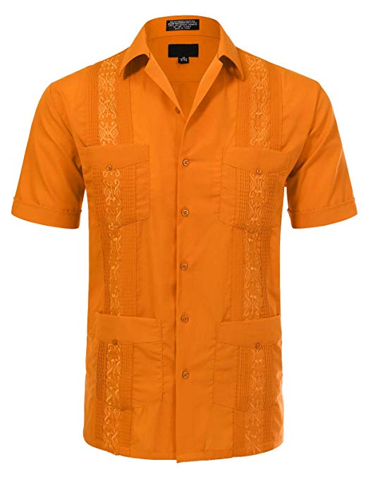 JD Apparel Men's Short Sleeve Cuban Guayabera Shirts