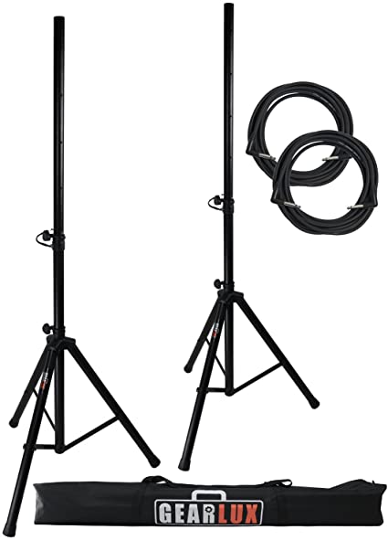 Gearlux Tripod Speaker Stands with Carrying Case and Speaker Cables