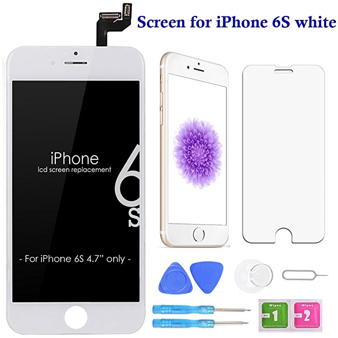 Screen Replacement For iPhone 6S White 4.7 Inch LCD Display Touch Screen Digitizer Replacement with Repair Kit and Screen Protector