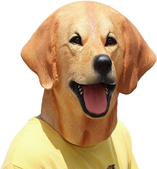 PartyHop - Labrador Mask - Halloween Latex Animal Dog Head Mask Brown