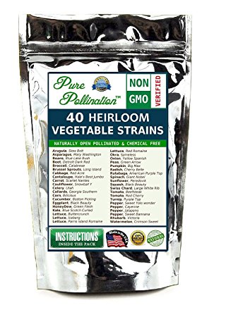 40 Heirloom Vegetable Strain Variety Pack Non-GMO Naturally Open Pollinated and Chemical Free