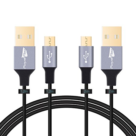 Royal Flag Micro USB Cable Cord Charger [2-Pack] (4ft 6.6ft),USB 2.0 A Male to Micro USB Charging Data Cable Cord Long with Gold Plated Connector for Samsung HTC LG Nokia Android Canon Nikon Camera