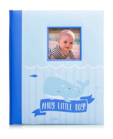Little Blossoms by Pearhead Nautical Baby Memory Book with Clean-Touch Baby Safe Ink Pad, Baby Shower Gift, Blue