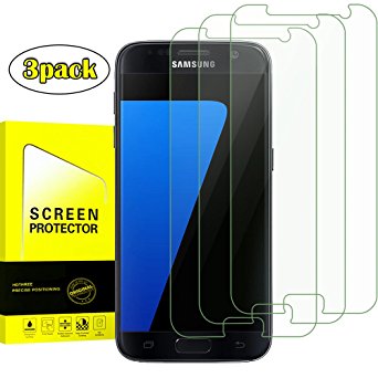 Samsung Galaxy S7 Clear Tempered Glass Screen Protector [Anti-Bubble][9H Hardness] Screen Protector Screen protector for Samsung Galaxy S7 3-Pack.