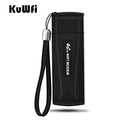 KuWFi Unlocked 4G LTE Pocket 4G LTE mobile WiFi Router Network Hotspot WiFi Wireless Router 3G 4G WiFiModem Router with SIM Card Slot for Car Support FDD LTE: B1(2100MHz), B3(1800MHz) /B5(850MHZ)
