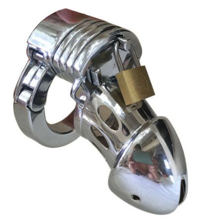 Sexysamba Newest Adjustable Stainless Steel Male Chastity Cage Device Truely Locked Heavey Metal Cb