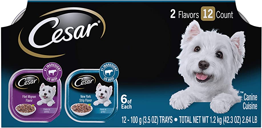 CESAR Gourmet FILETS Variety Pack Filet Mignon & New York Strip Flavor Dog Food (12-Count Cases)