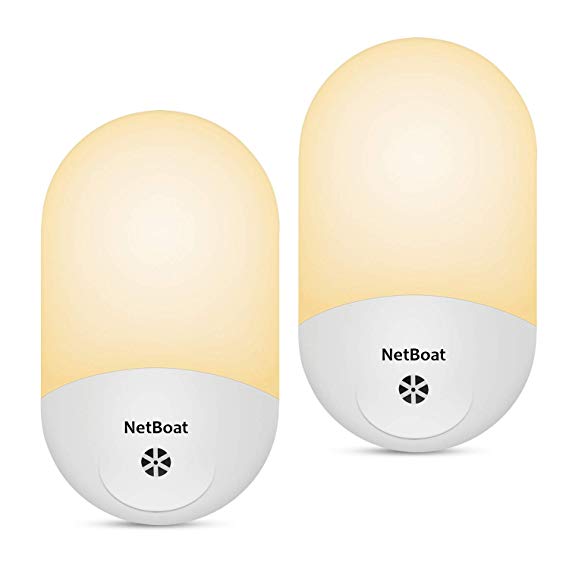 NetBoat LED Night Light Plug in, Dusk to Dawn Night Lights for Children, Automatic Wall Light with Photocell Sensor Energy Saving Design, Night Lamp for Nursery, Bedroom, Babyroom, Hallway, Bathroom, Stairs, Living room,Warm White(2 Pack)