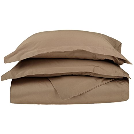 100% Egyptian Cotton 650 Thread Count, Twin 2-Piece Duvet Cover Set, Single Ply, Solid, Taupe