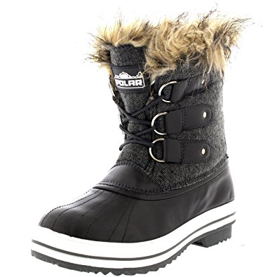 Polar Products Womens Lace Up Rubber Sole Short Winter Snow Rain Shoe Boots