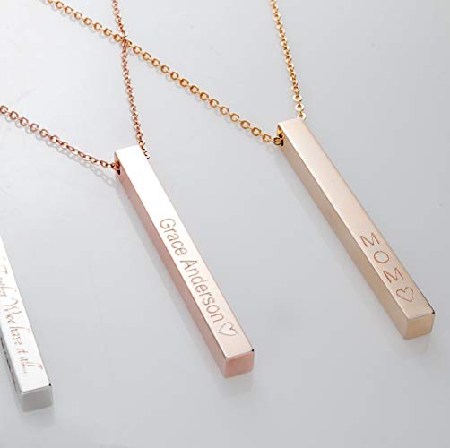 ❤️Best Valentine's Day Gift For Him Men's Cube Personalized Bar Necklace Customized necklace 16k Gold Silver Rose gold -Plated Delicate Boy Necklace ID Birthday and Anniversary SAME DAY SHIPPING GIFT
