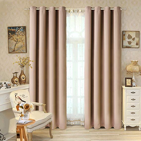 Fairyland Blackout Curtains Room Darkening Thermal Insulated Drapes for Living/Beding Room, 2 Panels (Camel, 52*84inch)