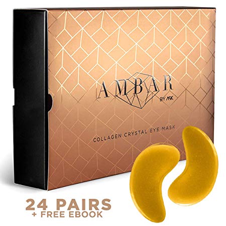 24 Pairs Gold Under Eye Mask | Eye Patch for Dark Circles, Bags and Puffiness | Under Eye Bags Treatment with Collagen, Retinol, and Hyaluronic Acid | PLUS: FREE NATURAL COSMETICS MANUAL EBOOK