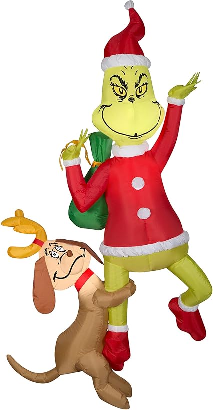 Gemmy 6ft Airblown Inflatable Hanging Grinch w/Max-Grinch