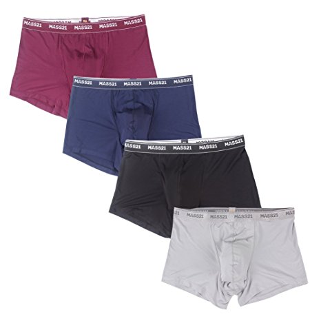 MASS21 Men's Trunks Underwear Low Rise Micro Modal Boxer Briefs 4 Packs S-XXL