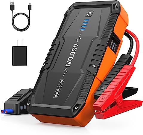 AstroAI S8 Jump Starter Battery Pack, 1500A Battery Jump Starter with Wall Charger for Up to 6.0L Gas & 3.0L Diesel Engines, 12V Portable Jump Box with 3 Modes Flashlight and Jumper Cable