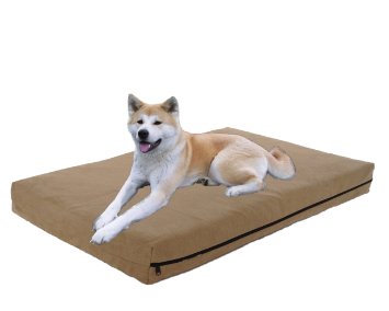 Extra Extra Large Dog Beds - XXL Orthopedic Memory Foam Pet Bed - 55" x 37" x 4" - - 100% Made in USA- Best XXL Luxury Large Breed, Washable Pet Bed You Can Buy | 4 LB Memory Foam - Great Puppy Bed Too - Introductory Price (Khaki / Tan (Microsuede)